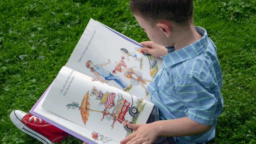 child reading a book