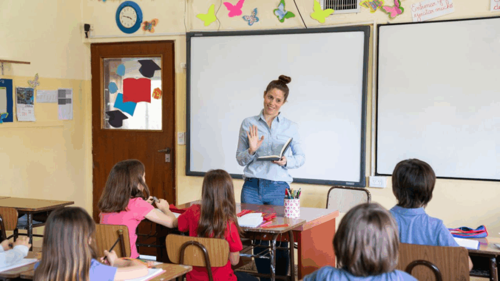 Female teacher in classroom