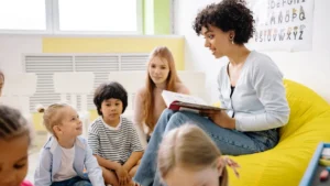 Teacher reading to students