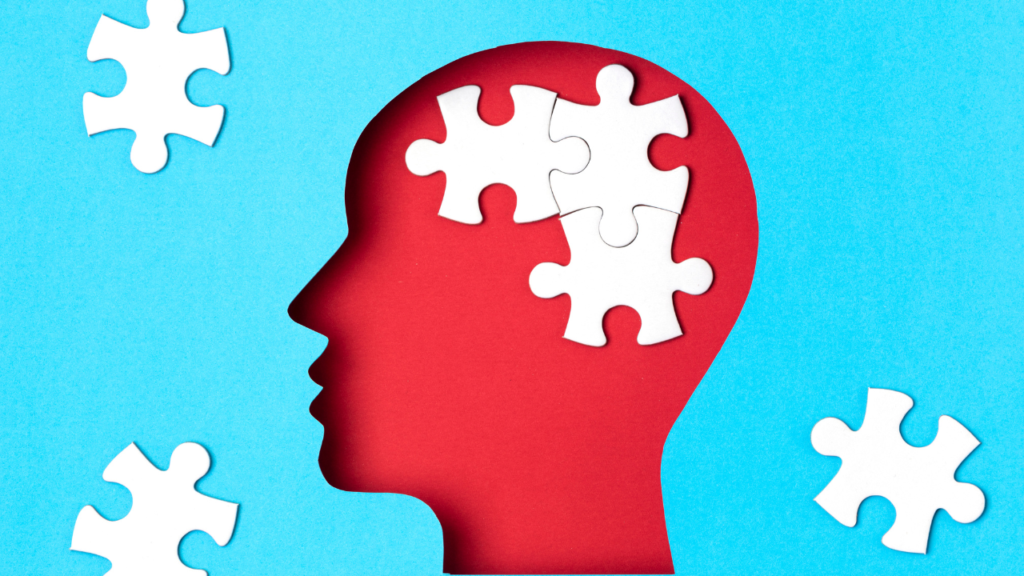 Brain with a puzzle piece inside it