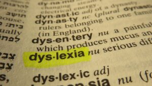 Dictionary entry showing the definition of dyslexia